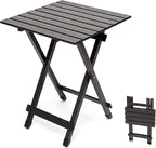 SUNNYFEEL Folding Camping Table - Lightweight Aluminum Portable Picnic Table, 18.5x18.5x24.5 Inch for Cooking, Beach, Hiking, Travel, Fishing, BBQ, Indoor Outdoor Small Foldable Camp Tables