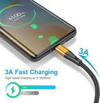 USB Type C Cable Fast Charging,3pack 10ft Premium Nylon Braided 3A Rapid Charger Quick Cord,Type C to A Cable Compatible for Samsung Galaxy S21 S20 S10 S9 S8 Plus,Note 20 10 9 8, LG V50 V40 G8（Gold）