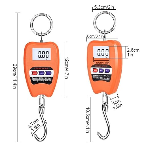 3-Pack 200KG High Precision Luggage Scale with LCD Display, Kg/Lb/N, Portable Electronic Hook Scale