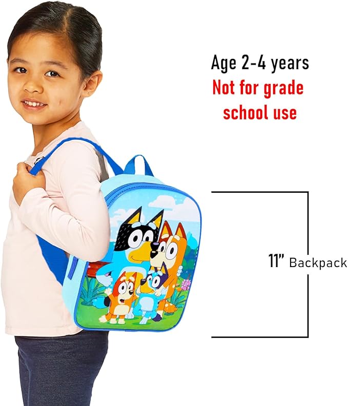 Bluey Mini Backpack for Kids - Bundle with 11" Small Bag for Girls Plus Button | Bluey Backpack Purse Set