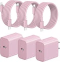 iPhone Fast Charger 3+3Pack 20W USB C Wall Charger with 6FT Fast Charging Cable Compatible with iPhone 14/13/12/11/Pro/Pro Max-Pink
