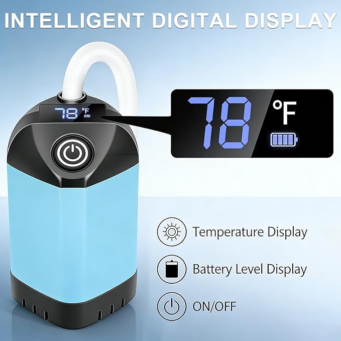 B013 Portable Shower Pump for Camping – 7800mAh Long-Lasting & Quiet Outdoor Shower with LED Display, IPX8 Waterproof Outdoor Shower for Pet Bath, Car Wash & RV