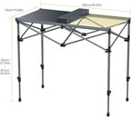 Anbte 34.2” Tall Camping Table Foldable, 2 Adjustable Height Large Roll Up Camping Table Support 264lbs with Storage Basket and Bag, Waterproof, for Travel BBQ Outdoor Patio, 39.4” x 19.7”, Black