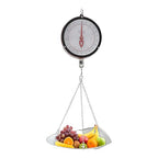 22LBS Double Sided Dial Hanging Scale, Mechanical Hanging Scale with Scoop/Chain, Portable Handheld Scale Commercial Household Weighing Scales for Supermarkets Farm Kitchen (Red/Black)