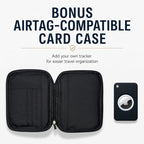 EM Premium Products RFID Protection Travel Wallet & Passport Holder – Zippered Organizer Case with AirTag card holder – Holds Cards, Cash, ID, Tickets