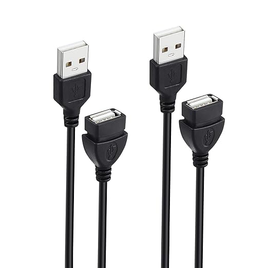 Smays USB Extension Cable 2-Pack, 5 ft Male to Female USB-A 2.0 Extender Cord