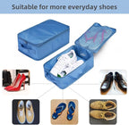 Travel Shoe Bags, Foldable Waterproof Shoe Pouches Organizer-Double Layer (2+2 Seablue Shoebags)