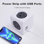 Surge Protector Power Board, 4 - Outlet Extender Multi - Plug Socket with 2 USB Charging Ports, 175 Joules Protection, Suitable for Homes, Offices, ETL - Certified (Grey)