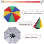 3 Pack Umbrella Hat, Sports Head Umbrella Hats for Adult Women, 26" Diameter Folding Waterproof Rainbow Fishing Headwear for Outdoor Party Beach Hiking
