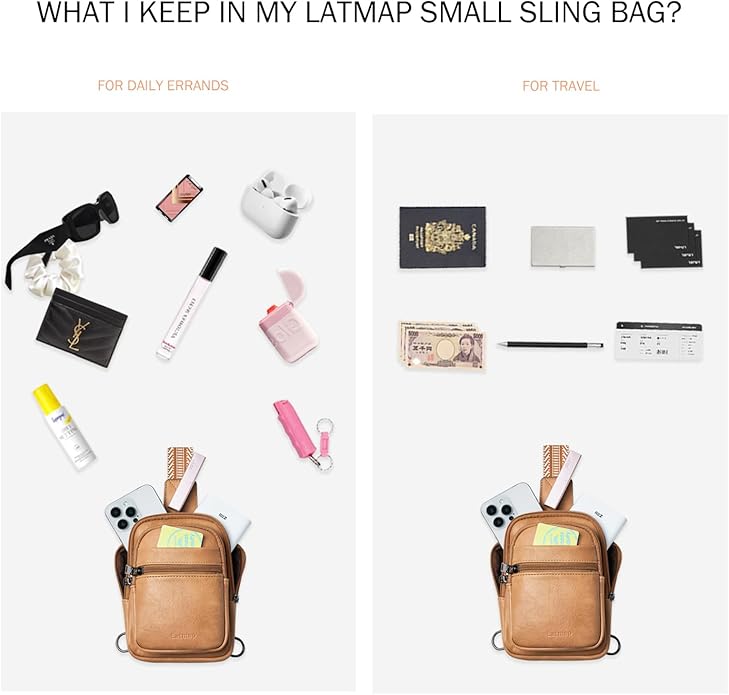 LATMAP Sling Bag For Women Faux Leather Small Casual Daypack Backpack Fanny Pack Crossbody Chest Bags Purse