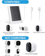 Unique Solar Panel Charger Compatible with Arlo Pro 5S/Pro 4/Pro 3 Floodlight/Pro 3 /Ultra 2/Ultra, 6V 4W Solar Panel for Arlo Camera IP65 Weatherproof, with 0.8ft Charging Cable & Screwdriver, 2 Pack