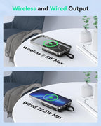 GREPRO Magnetic Portable Charger, 10000mAh for Magsafe Power Bank with a 22.5W USB-C Cable, USB-C Input & Output, LED Display for iPhone 17/17 Air/17 Pro/17 Pro Max/16/15/14/13/12 Series and AirPods