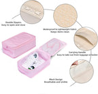 Travel Shoe Bags, Foldable Waterproof Shoe Pouches Organizer-Double Layer (4 Pink Shoe Bags)