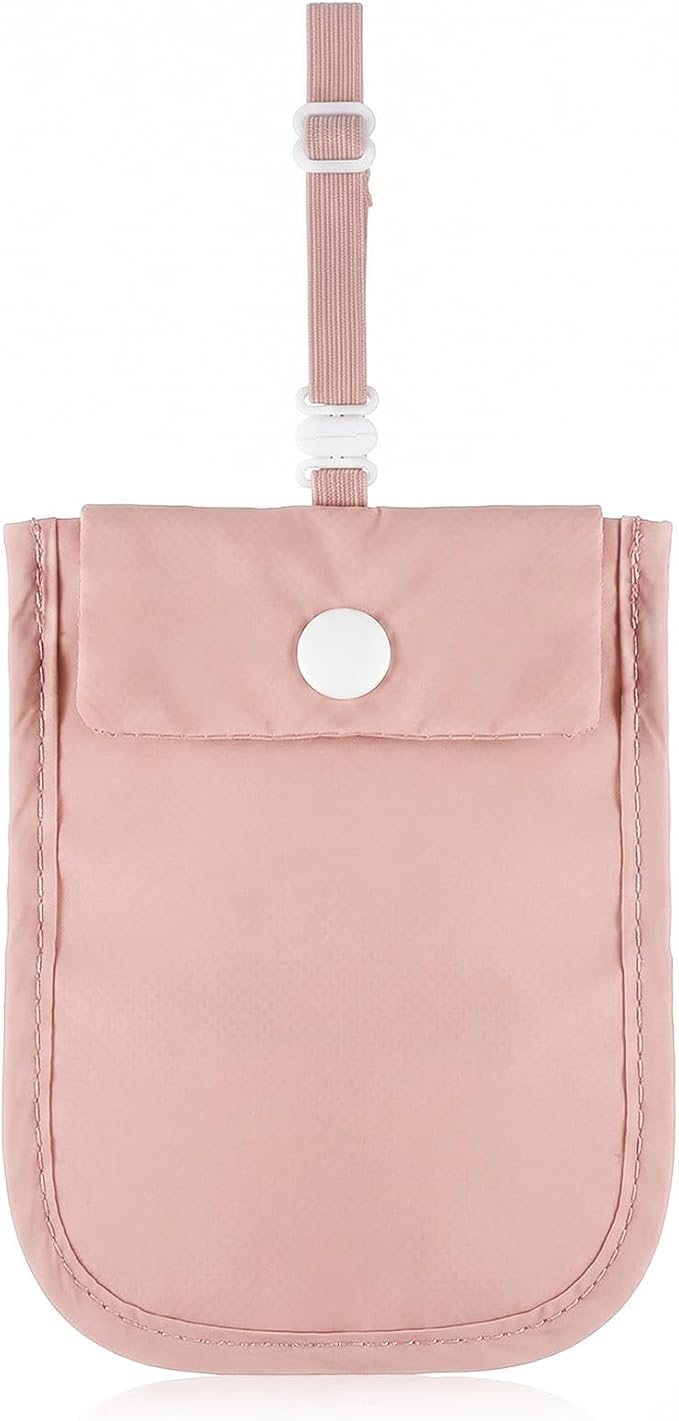 RFID Blocking Hidden Bra Wallet, Travel Money Pouch With Adjustable Strap, Money Belt for Travel Women Hidden, Secret Pocket for Valuables(Pink)