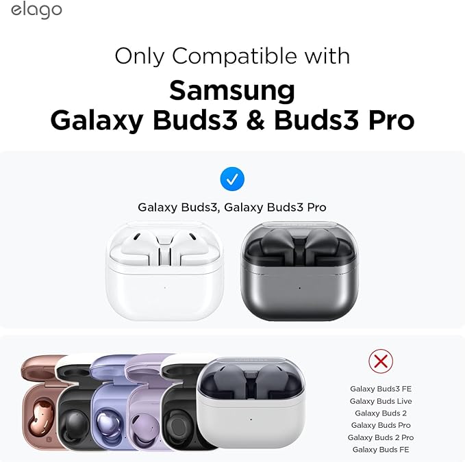 elago Ear Hooks Designed for Samsung Galaxy Buds 3 &Galaxy Buds 3 Pro Earbuds Accessories, Anti-Slip, Ergonomic Design, Comfortable Fit (Nightglow Blue)