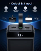 Portable Charger 60000mAh Power Bank - 22.5W Fast Charging External Battery Pack, LED Display USB C Portable Cell Phone Charger for iPhone, Samsung Galaxy, Android, Camping, Travel Black