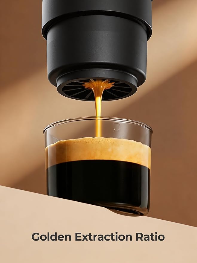 Portable Electric Espresso Maker, Mini Camping Coffee Maker for Travel, Pocket Sized Espresso Machine for NS Capsules, 160ML Large Water Tank, Fast Brewing with Hot Water, Travel/Camping/Office