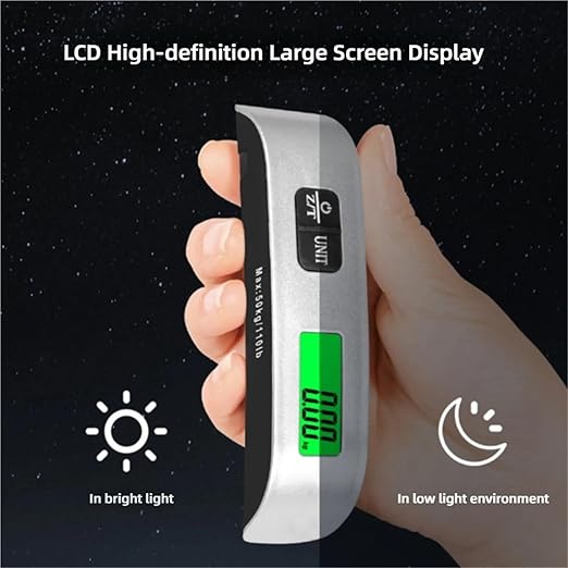 Digital Luggage Scale, 110lb/50kg Capacity, Portable Electronic Hanging Scale with LCD Display for Travel