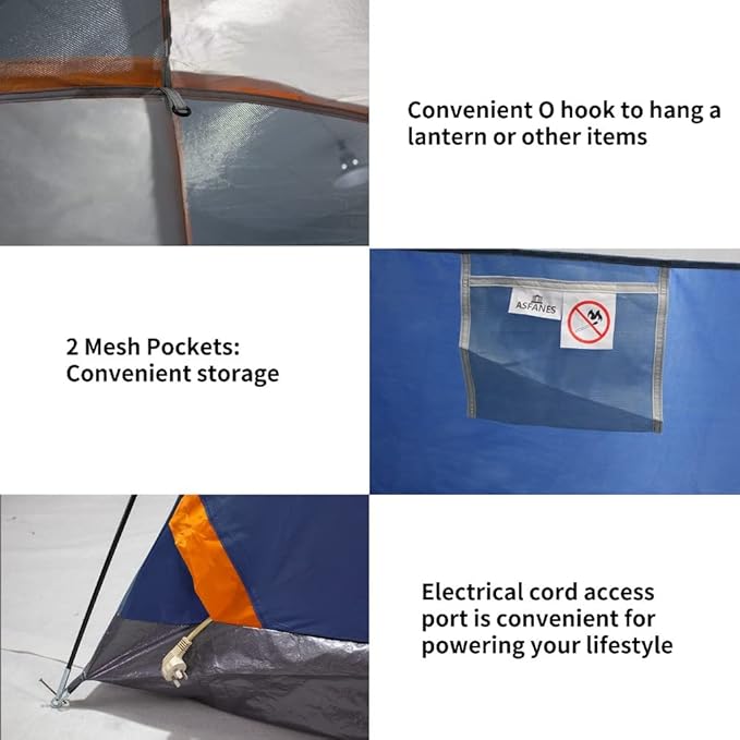 ASFANES Sundome Camping Tent with Rainfly, 2/4/6/10 Person Tent Sets Up in 10 Mins, Weatherproof Shelter for Camping, Festivals, Backyard, Sleepovers, & More
