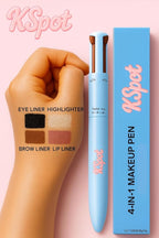 kspot 4-in-1 Makeup Pen – Travel Makeup Essential for Women On The Go, Eyeliner Lip Liner Brow & Highlighter in One, Compact Touch-Up Vegan Beauty Tool