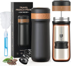 Sesama Classic Portable French Press Coffee Mug 12 oz with Carry Loop, Stainless Steel French Press Coffee Maker, BPA Great for Camping and Travel
