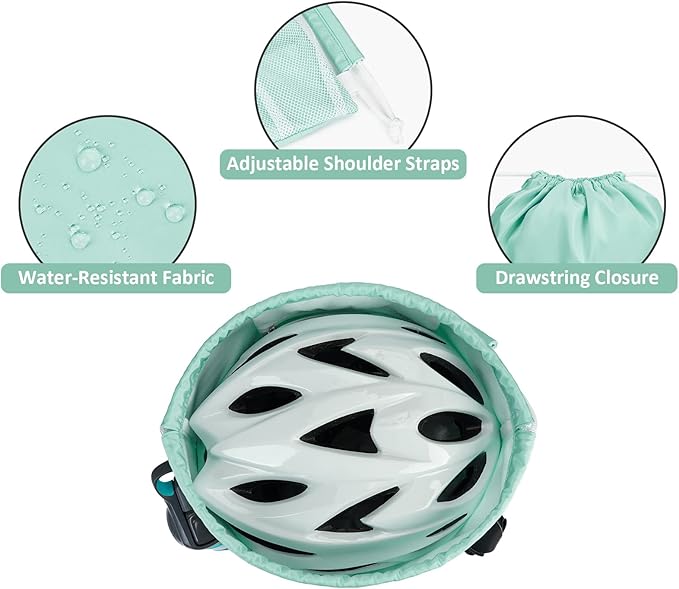 WANDF Drawstring Backpack with Shoulder Pad Sports Gym Backpack with Mesh Pocket String Bag for Women Men(Mint green)