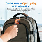 Forge Dual-Opening: Key or Combination Lock, TSA Approved Lock for Luggage, Pelican case, Travel, Gym, School, Luggage Combination Lock, Travel Bag Lock (Orange 2 Locks and 2 ID)
