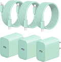 iPhone Fast Charger 3+3Pack 20W USB C Wall Charger with 6FT Fast Charging Cable Compatible with iPhone 14/13/12/11/Pro/Pro Max-Green