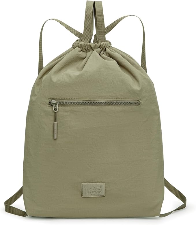 Lee Drawstring Backpack Bag Lightweight Small Gym Swim Beach Bag Water Resistant Sports Sackpack for Men Women, LEE48-002GN