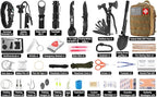 LUXMOM Emergency Survival Kit and First Aid Kit, 142Pcs Professional Survival Gear and Supplies Equipment with Molle Pouch, Gift for Christmas Men Dad Husband Camping Hiking Hunting Outdoor Adventure