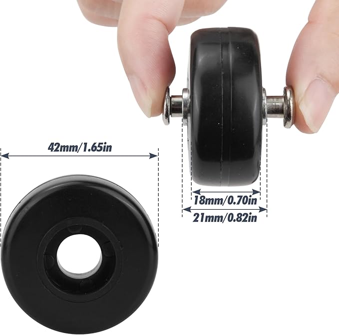 Zoofen 42 x 18mm Luggage Replacement Wheels 4 Pcs - Rubber Suitcase Wear-Resistant Repair Wheels