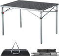 KingCamp Aluminum Folding Camping Table, 42.1" Foldable Lightweight Roll Up Camp Table Heavy Duty 2-6 People Portable Table for Camping Picnic BBQ RV, Indoor & Outdoor, Silver Black