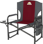 Colegence Oversized Directors Camping Chair Support 600 LBS, Heavy Duty Folding Outdoor Chairs with Detachable Side Pocket and Adjustable Side Table for Outside Beach,Lawn,Fishing (Red)