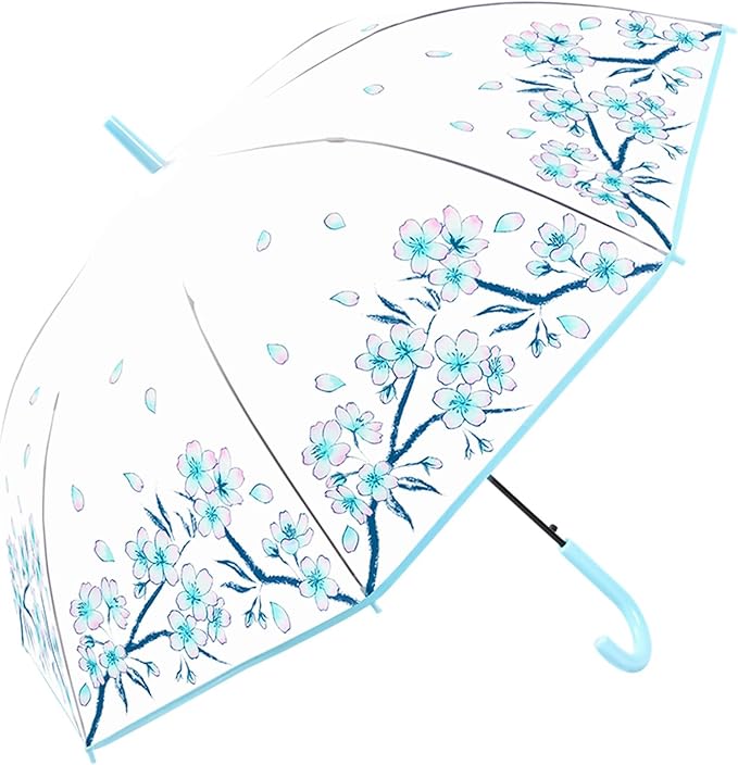 Chesoon Flower Blossom Umbrella Clear Bubble Surface for Women Girls Lightweight Rain Umbrella with 8 Fiberglass Ribs