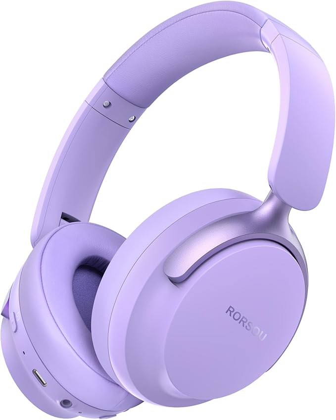 B8 Bluetooth Headphones Over Ear, 6 EQ Music Modes and 50H Playtime Deep Bass Wireless Headphones with Mic, Lightweight Folding HiFi Stereo Headset for iPad/Travel/Tablet/PC/Home Purple