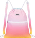 WANDF Drawstring Backpack Sports Gym Bag with Shoulder Pads Water Resistant String Bag Cinch Bag for Women Men (Rainbow)