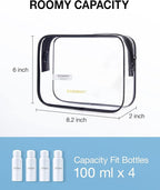 BAGSMART Clear Toiletry Bag, 3 Pack TSA Approved Travel Toiletry bag Carry on Travel Accessories Bag Airport Airline Quart Size Bags Water Repellent Makeup Cosmetic Bag for Women (White-3pcs)