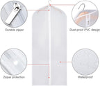 Zilink Clear Garment Bag Dress Bags for Storage 54-inch Coat Bags with Full Length Zipper for Clothes Closet Storage, Set of 6