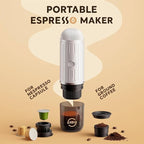 Portable Electric Espresso Machine Self-heating with USB-C, 12V 7800mAh Long battery life Travel Coffee Maker for Camping Hiking Office Car Compatible with NS Capsules & Ground Coffee
