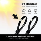 Zip Ties 12 inch, 1000 Pack Black Zip Ties, Self-Locking Nylon Cable Ties with 50 lb Tensile Strength,Wire Ties for indoor and outdoor use.