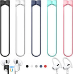【5 Pack】Ultra Strong Magnetic Airpods Straps Anti-Lost Cord for AirPods 1st& 2nd/ AirPods 3rd /AirPods Pro 1st/ 2nd,Silicone Sports Lanyard and Ear Hook-5 Straps +1 Pair EarHook