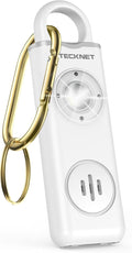 TECKNET Rechargeable Personal Safety Alarm for Women, 130dB Self Defense Keychain Alarm with SOS Strobe Light, Low Battery Notice, Loud Siren Safety Keychain for Girls Kids Elderly - White