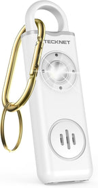 TECKNET Rechargeable Personal Safety Alarm for Women, 130dB Self Defense Keychain Alarm with SOS Strobe Light, Low Battery Notice, Loud Siren Safety Keychain for Girls Kids Elderly - White