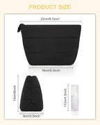 Relavel Mini Makeup Bag, Smaller Cosmetic Pouch for Women, Portable Traveling Car Bag for Essentials with Compartments, Cute Toiletry Bag Organizer, Black