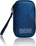 Electronic Organizer Bag Cable Organizer Travel Cord Organizer Case Pouch Portable Carrying Case for Charger Hard Drive Earphone USB SD Card (Navy)
