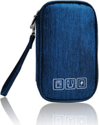Electronic Organizer Bag Cable Organizer Travel Cord Organizer Case Pouch Portable Carrying Case for Charger Hard Drive Earphone USB SD Card (Navy)