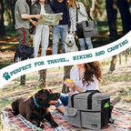 PetAmi Dog Travel Bag, Travel Pet Bag Organizer, Dog Food Travel Bag with Container Collapsible Bowls, Pet Travel Supplies Gift Accessories for Weekend Camping, Puppy Cat Diaper Bag, Gray Large