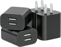 USB Wall Charger,4 Pack Dual Port Plug Adapter for Wall Outlet Charging Block, USB Power Adapter for iPhone 14/13/12/11 Pro/Pro Max, XS/XR/X, Galaxy, Pixel, Moto and Android Phones (Black)