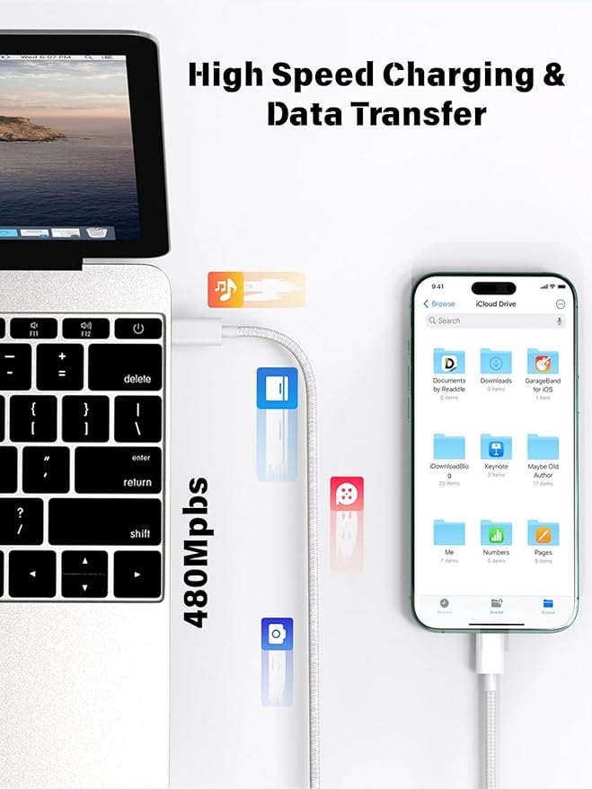 iPhone 17 Pro Max Charger Fast Charging,3Pack 20W Apple USB C Charger Block Comes with 10FT USBC to USBC Woven Cable Compatible with iPhone 17/Air/17Pro/16 ProMax/16e/15 Plus,iPad Pro/Air/Mini,AirPods