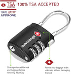 2 Pack TSA Approved Luggage Locks, Cable Travel Lock Alloy, Set Your Own Combination Metal Suitcase Zipper Padlock, 3-Digit Long Shackle Padlocks for Gym Locker, Golf Bag, Case Anti Theft-Black
